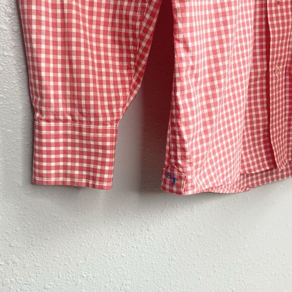 Southern Tide Mens Small Pink White Gingham Check Button Down Shirt Long Sleeve - Picture 6 of 11